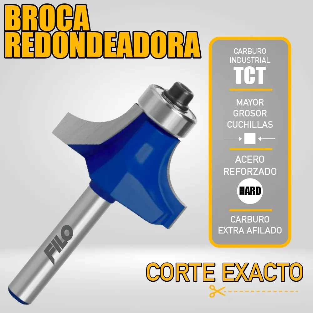Broca Para Router 1 1/8'' Rebajadora de Madera Redondeadora 1 Pieza