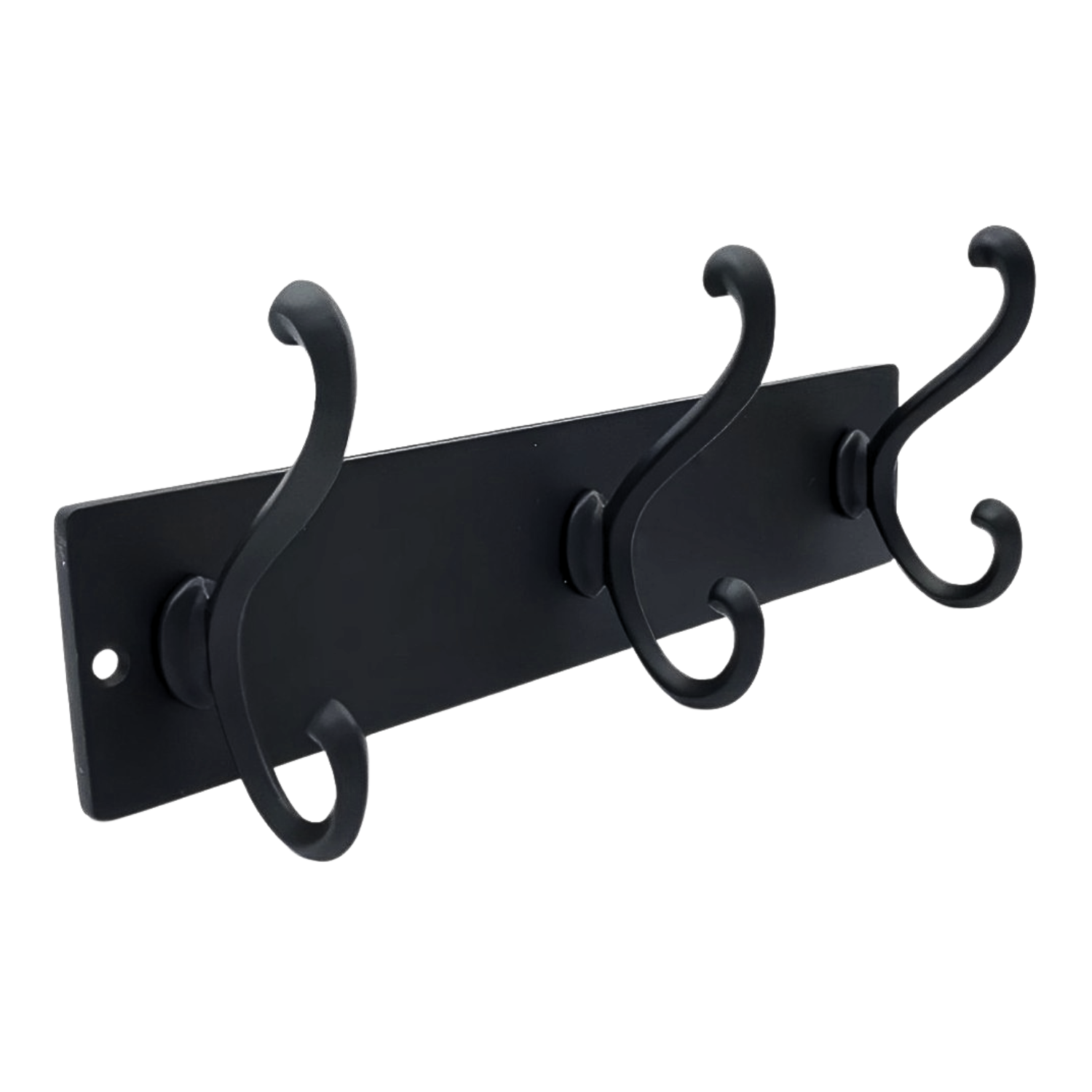 Perchero De Pared Con Placa y 6 Ganchos Zamak Negro Mate