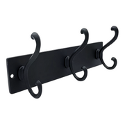 Perchero De Pared Con Placa y 6 Ganchos Zamak Negro Mate