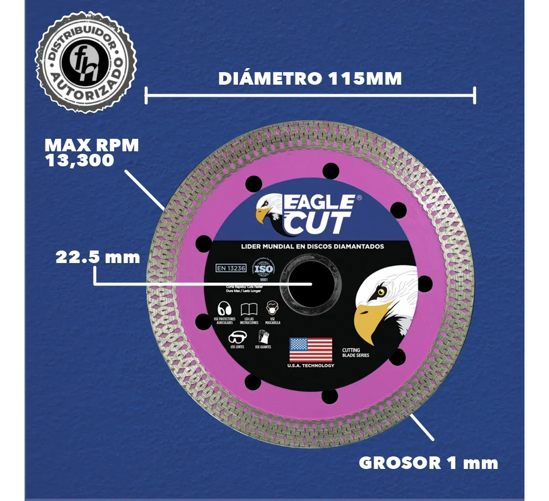Disco Diamantado 4.5'' Corte Fino Piedra Mármol Eagle Cut Rosa