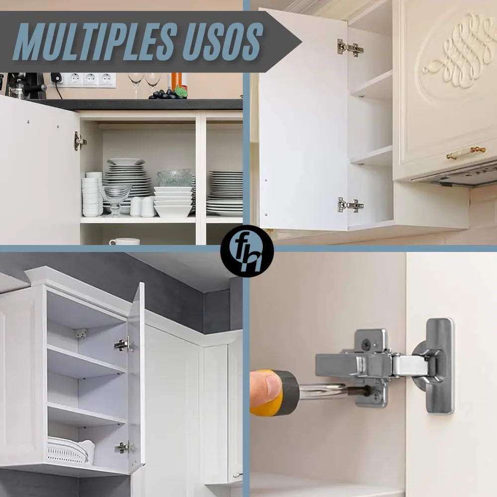 Bisagra Bidimensional 35 mm Cobertura Semi Curva/Media 4 Perforaciones FH