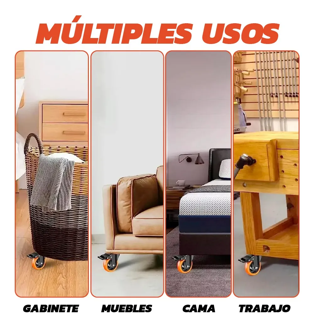 Rodaja Giratoria Rueda 150 mm Doble Balero Con Freno Tycon Naranja