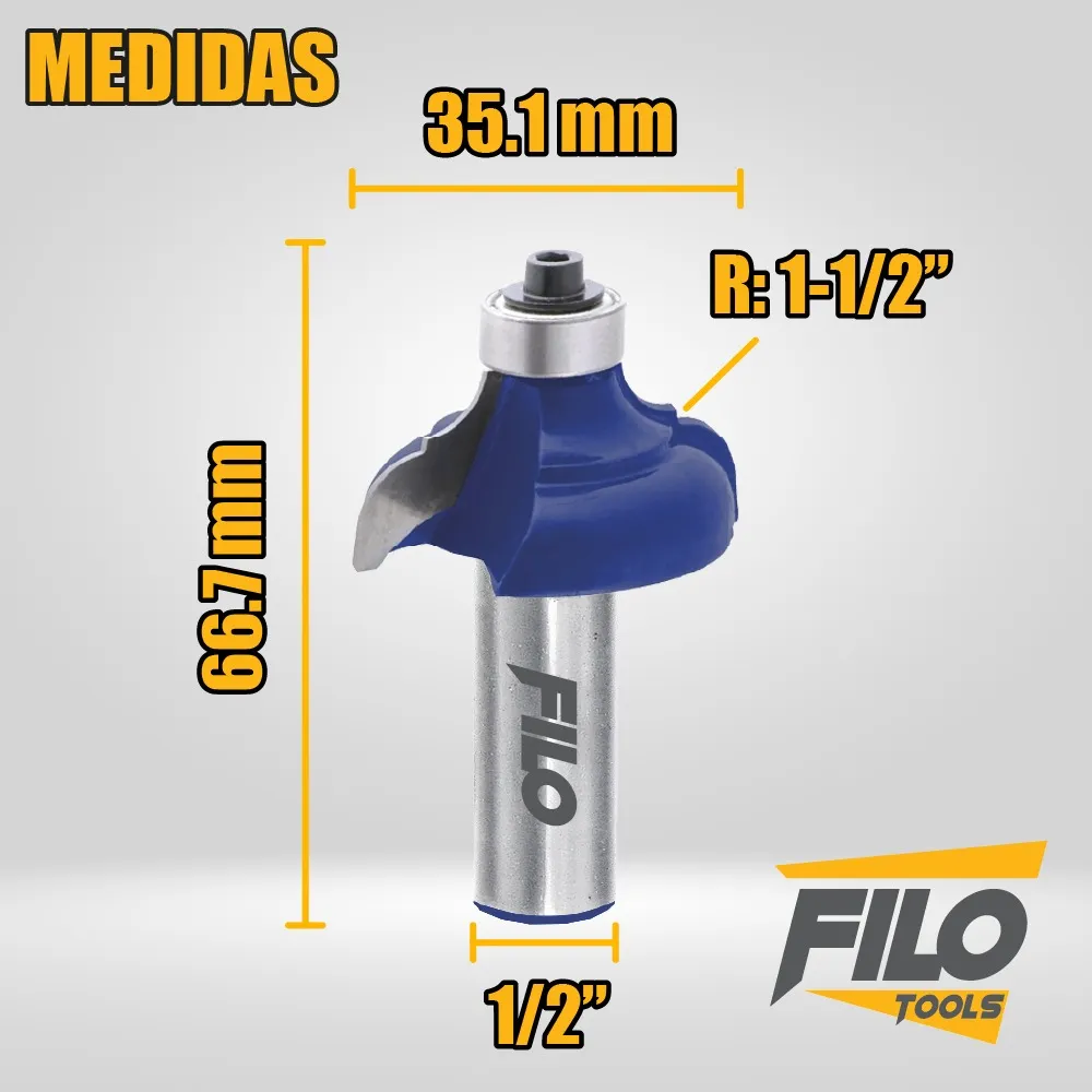 Broca Para Router 1/2'' Rebajadora de Madera Corte Clásico 1 Pieza