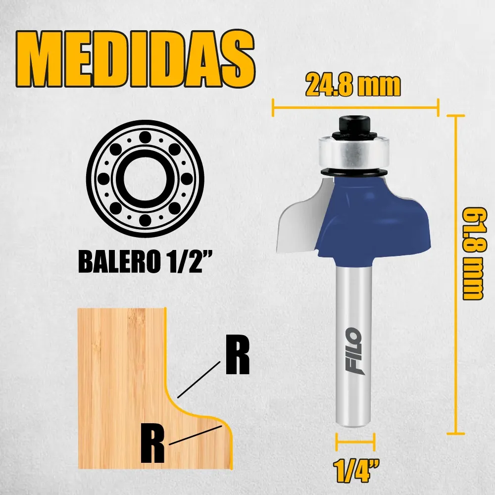 Broca Para Router 1 1/8'' Rebajadora de Madera Pecho Paloma con Balero 1 Pieza