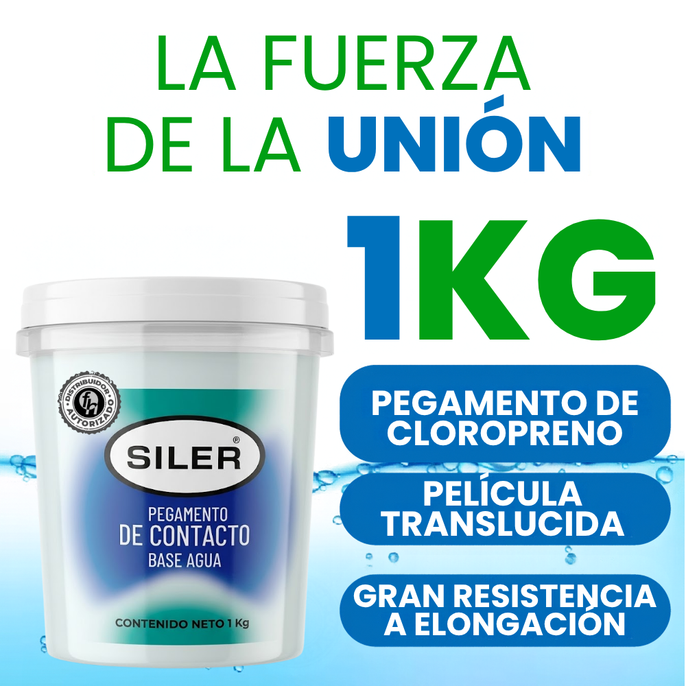 Pegamento De Contacto Base Agua Siler 1 Litro Azul Verdoso