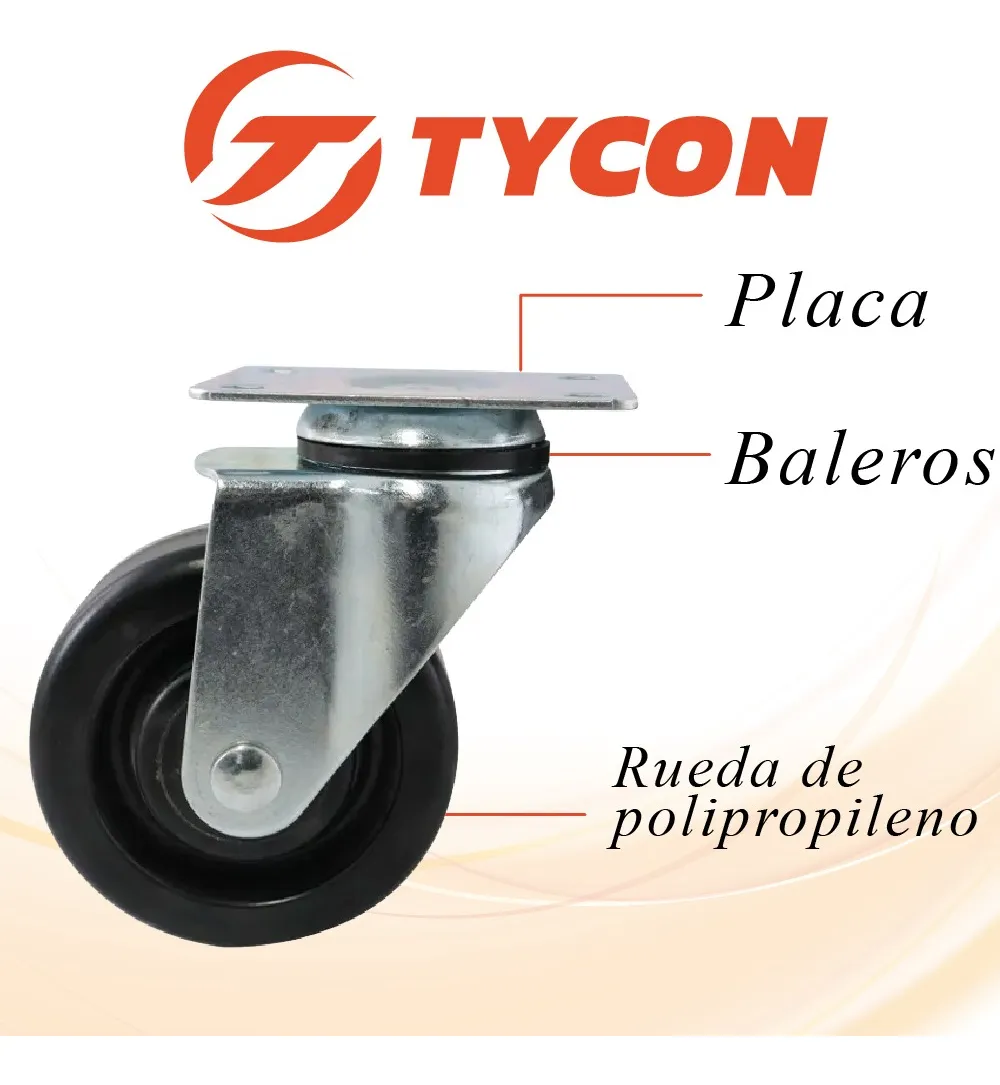 Rodaja Rueda Giratoria Hule 65 mm Con Balero y Placa 1 Pieza