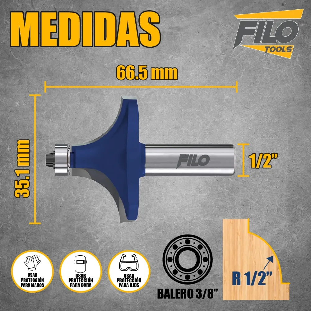 Broca Para Router 1 1/2'' Rebajadora de Madera con Moldura 1 Pieza