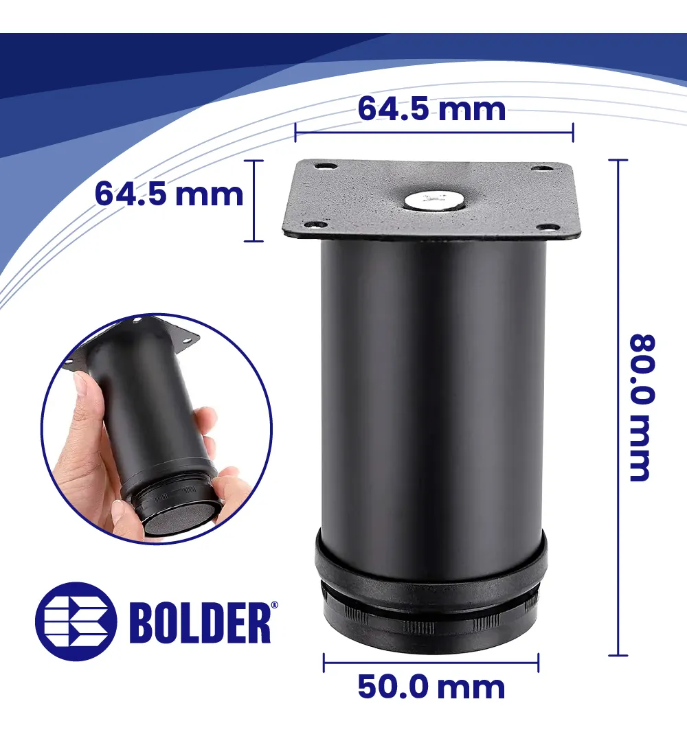 Patas Para Sofá Altura Ajustable 80-90 mm Con Tornillos 4 Piezas Negro Mate