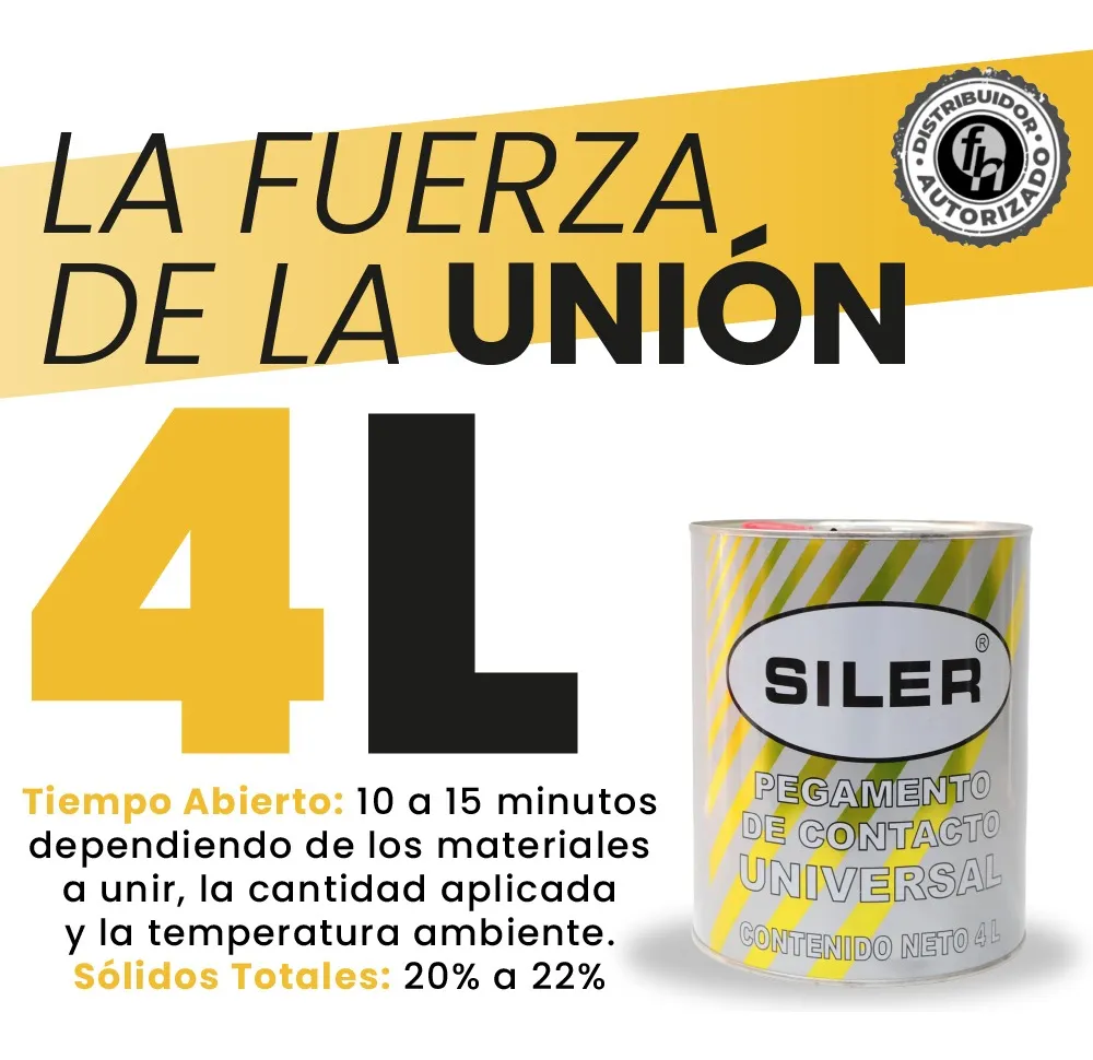 Pegamento Universal De Contacto Siler Amarillo 4 Litros