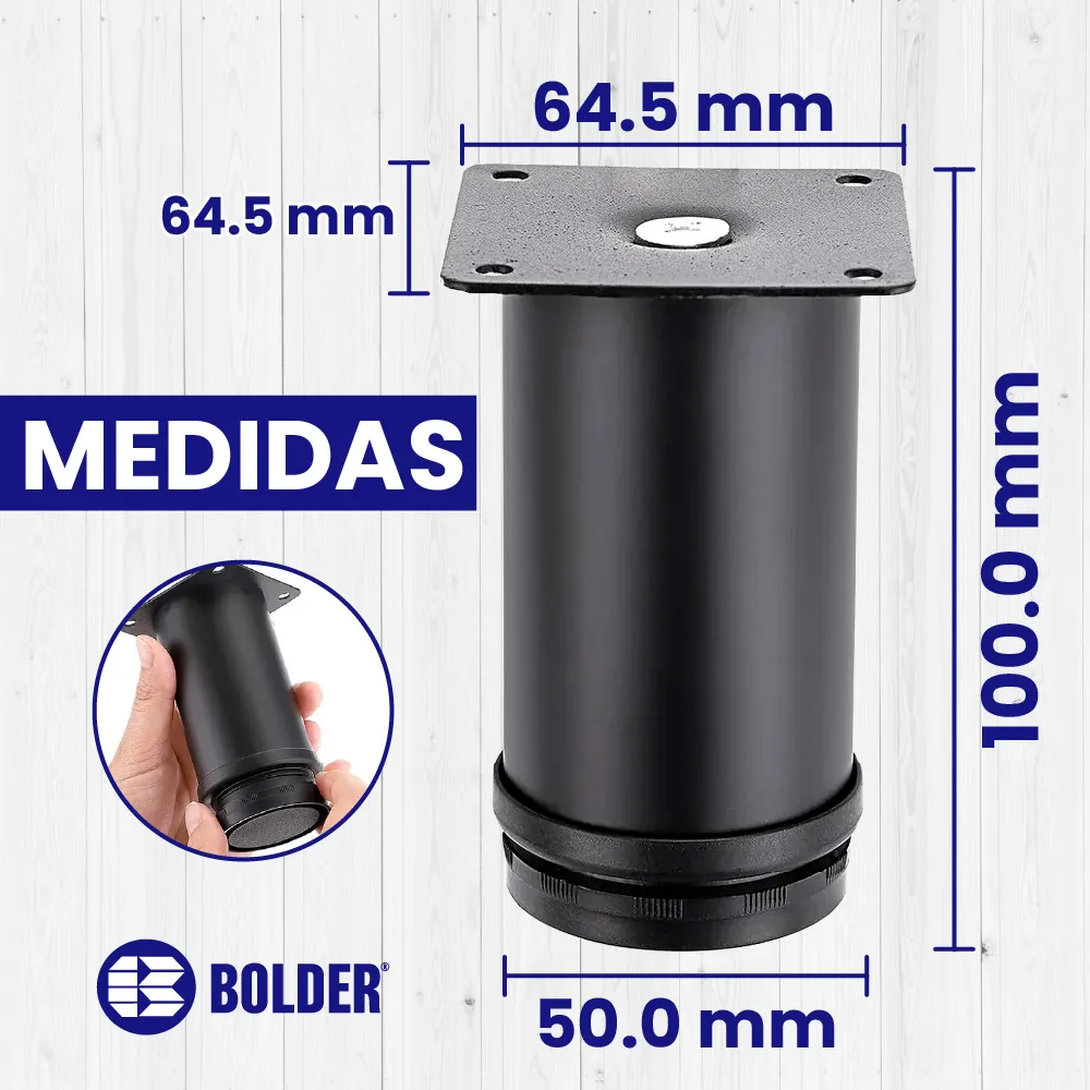 Patas Para Sofá Altura Ajustable 100-110 mm Con Tornillos 4 Piezas Negro Mate
