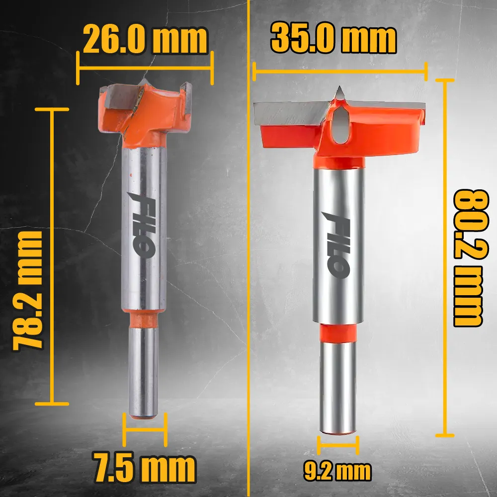 Broca Tipo Forstner Para Madera Carburo De Tungsteno 26 y 35 mm