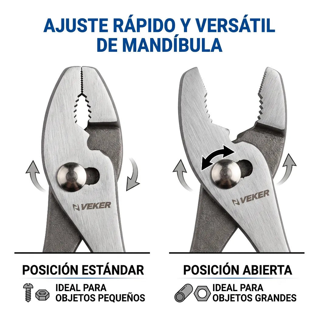 Pinza De Chofer Acero 6" Pulgadas Mango PVC Veker 12668 Pinzas Mecánicas Mordaza De Precisón Dos Posiciones de Ajuste