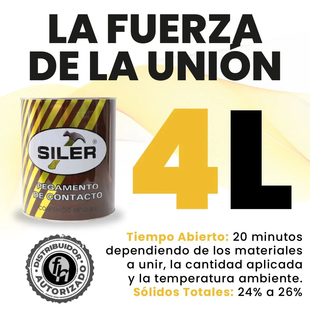 Pegamento Universal De Contacto Siler Línea Dorada 4 Litros Amarillo