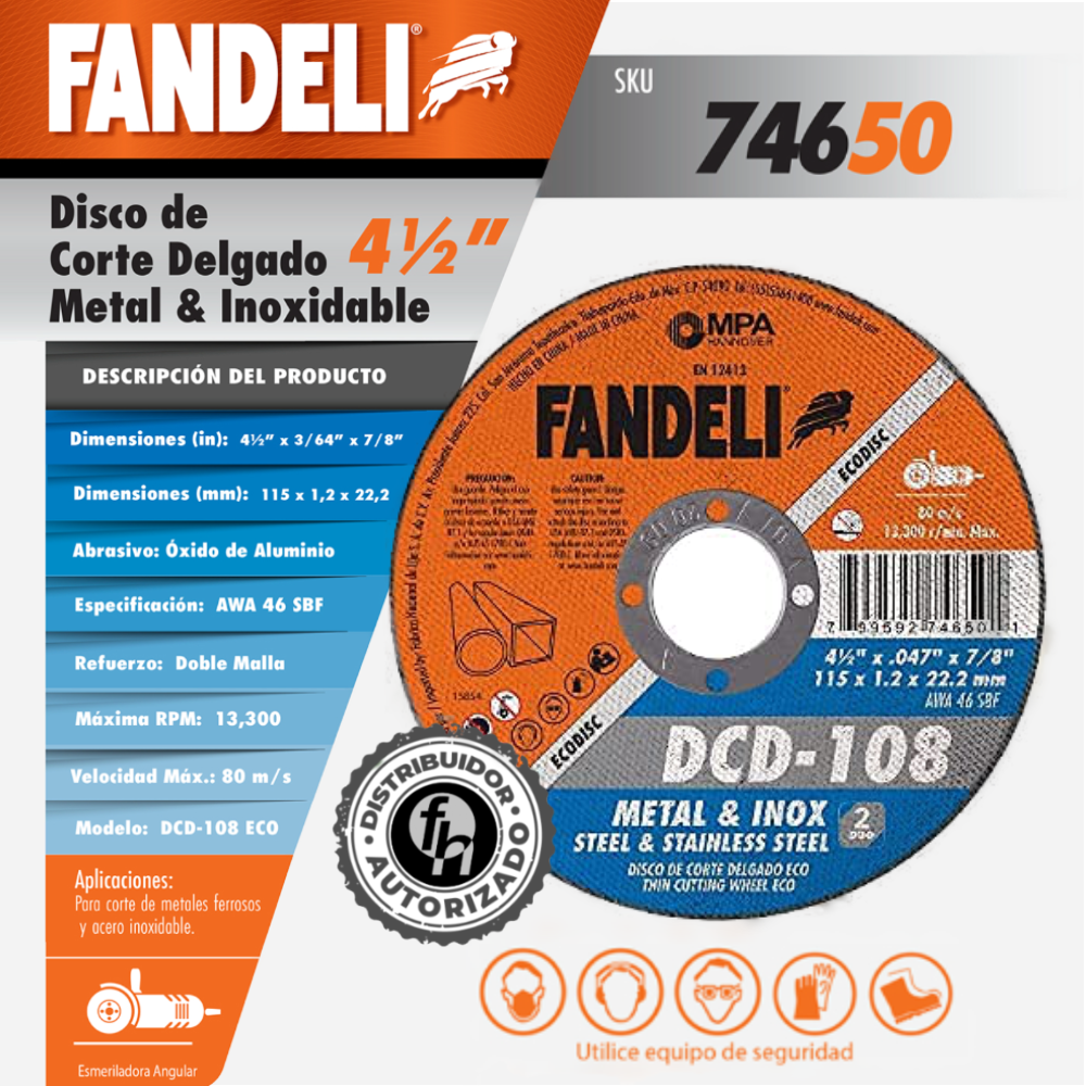 Disco De Corte Delgado ECO 4-1/2" DCD-108 Metal & Inox 74650