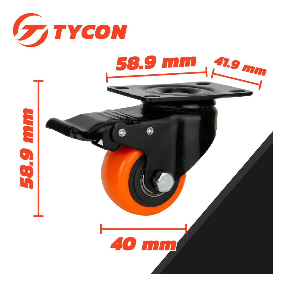 Rodaja Giratoria Rueda 40 mm Con Freno Doble Balero