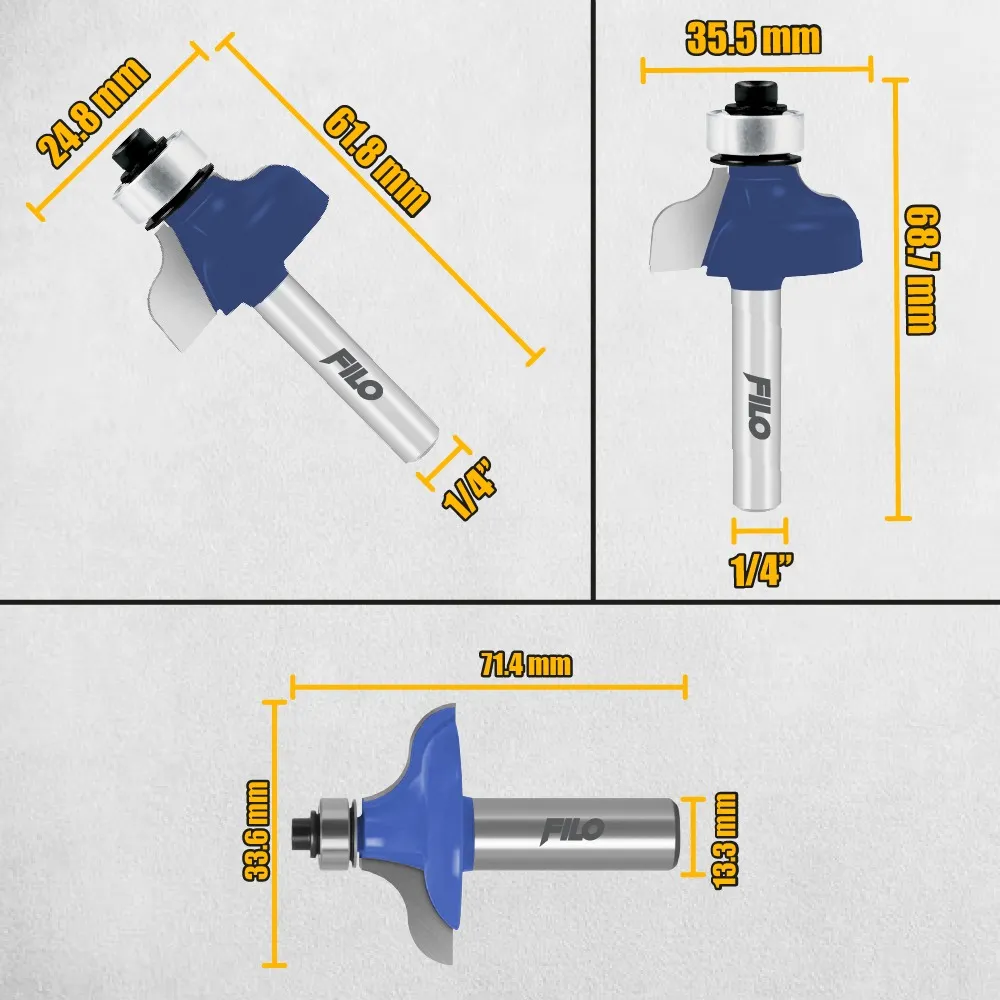 Set 3 Piezas Broca Para Router Rebajadora de Madera Pecho Paloma