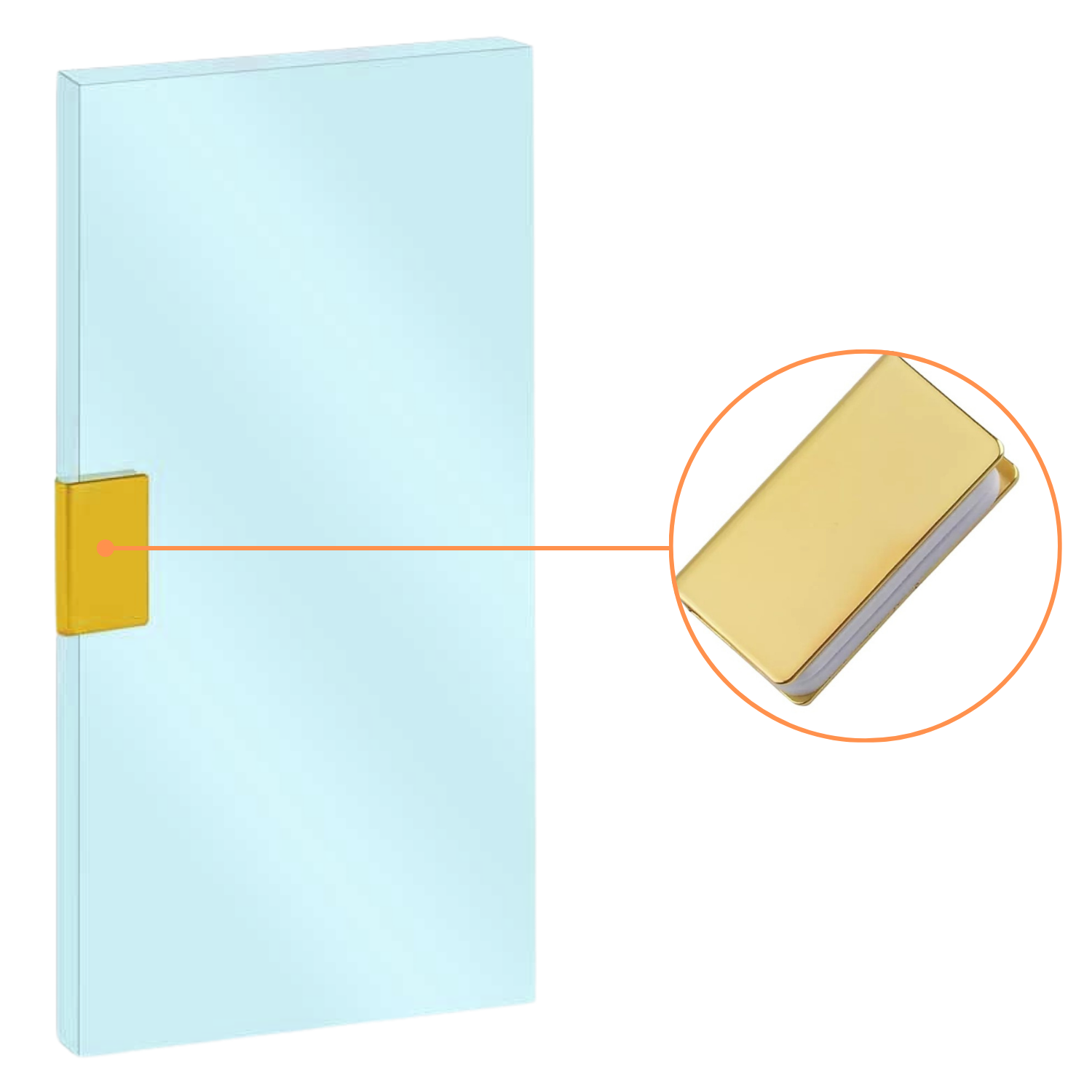 Jaladera Sencilla Latón Brillante Rectangular Para Puerta De Cristal