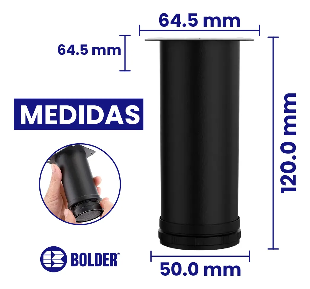 Patas Para Sofá Altura Ajustable 120-130 mm Con Tornillos 4 Piezas Negro Mate