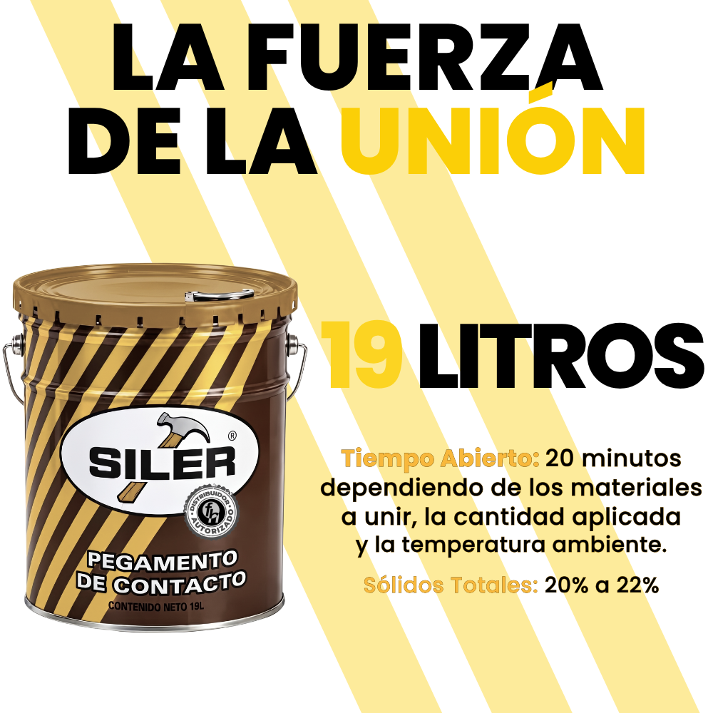 Pegamento Universal De Contacto Amarillo Siler Línea Dorada Cubeta 19 Litros
