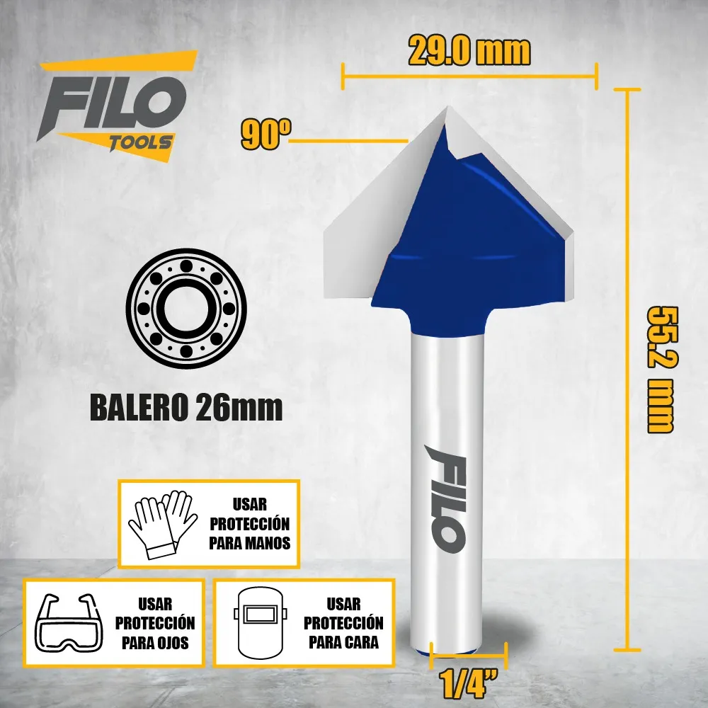 Broca Para Router 90° Rebajadora de Madera Corte V 1 Pieza