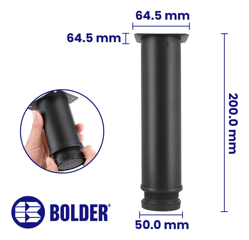Patas Para Sofá Altura Ajustable 200-210 mm Con Tornillos 4 Piezas Negro Mate