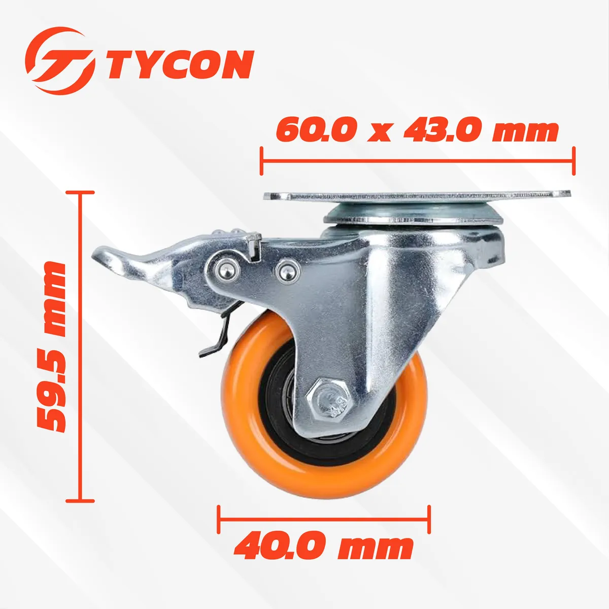 Rodaja Giratoria Rueda 40 mm Con Freno Doble Balero Galvanizada