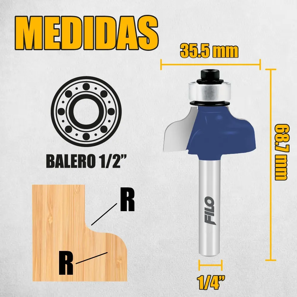 Broca Para Router 1 1/2'' Rebajadora de Madera Pecho Paloma con Balero 1 Pieza