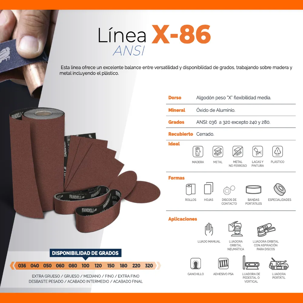 Mini Banda Lija X-86 Oxalum 3x18'' Grano 40 Fandeli 05314 5 Piezas