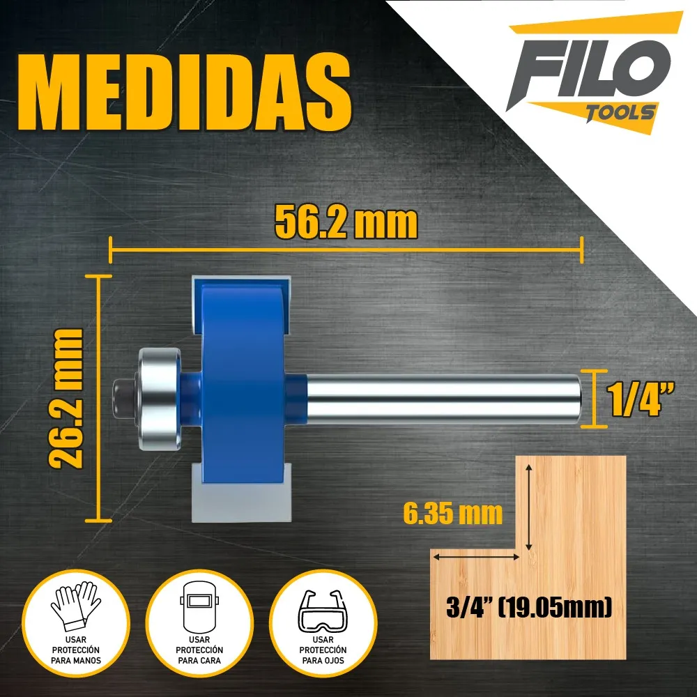 Broca Para Router Altura 9.52 mm Rebajadora de Madera Corte T 1 Pieza