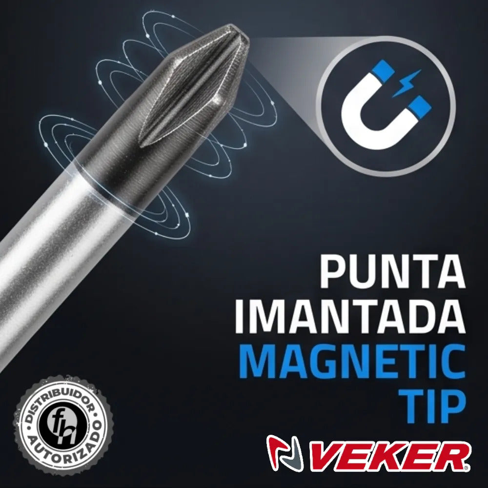 Desarmador De Cruz Magnético Mango PVC 1/4x4'' Veker 12210 Herramienta Multiusos Destornillador de Precisión Mango PVC Punta Magnética (Copia) (Copia) (Copia) (Copia)