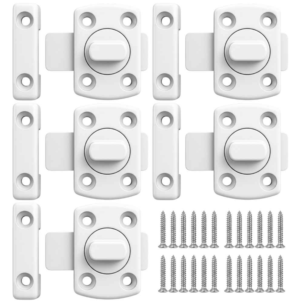 Pasador Cerrojo Giratorio De Seguridad Bidireccional 180° Blanco Con Tornillos