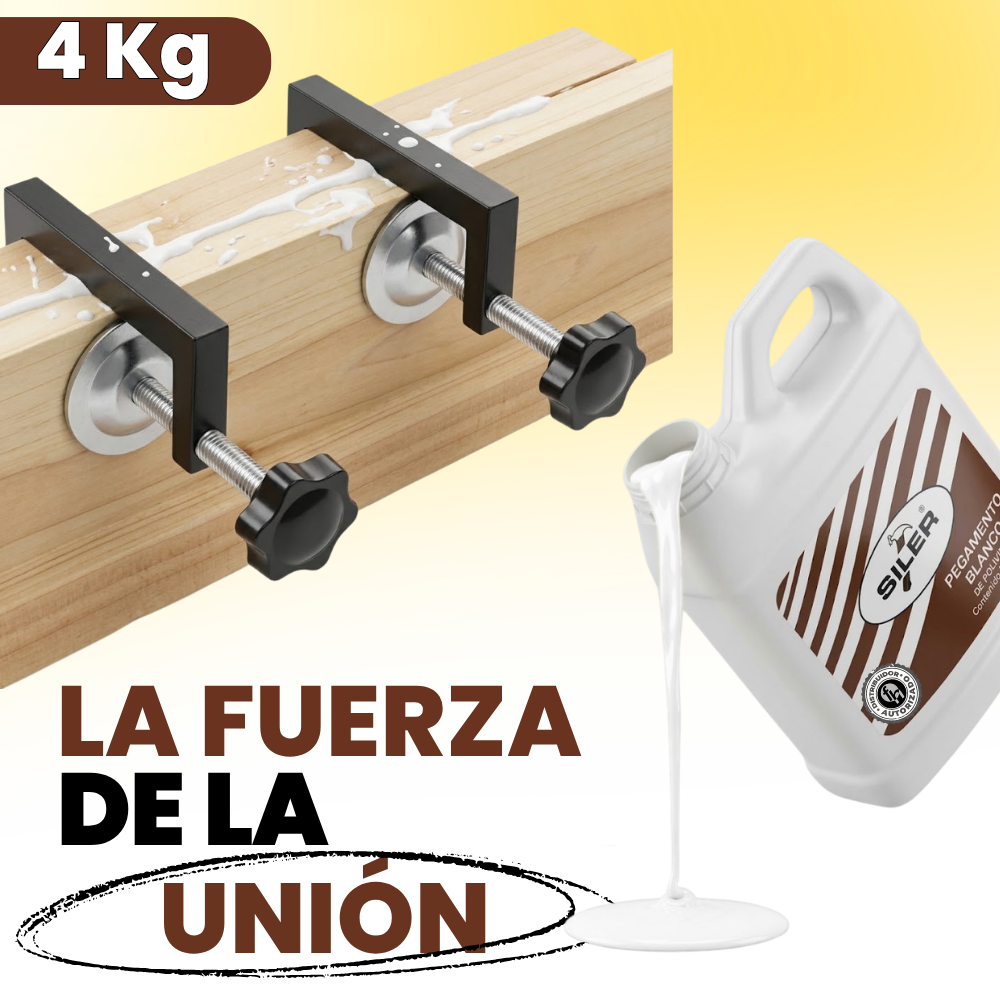Pegamento Blanco Clásico Madera Siler "B4000" Etiqueta Café 4 kg