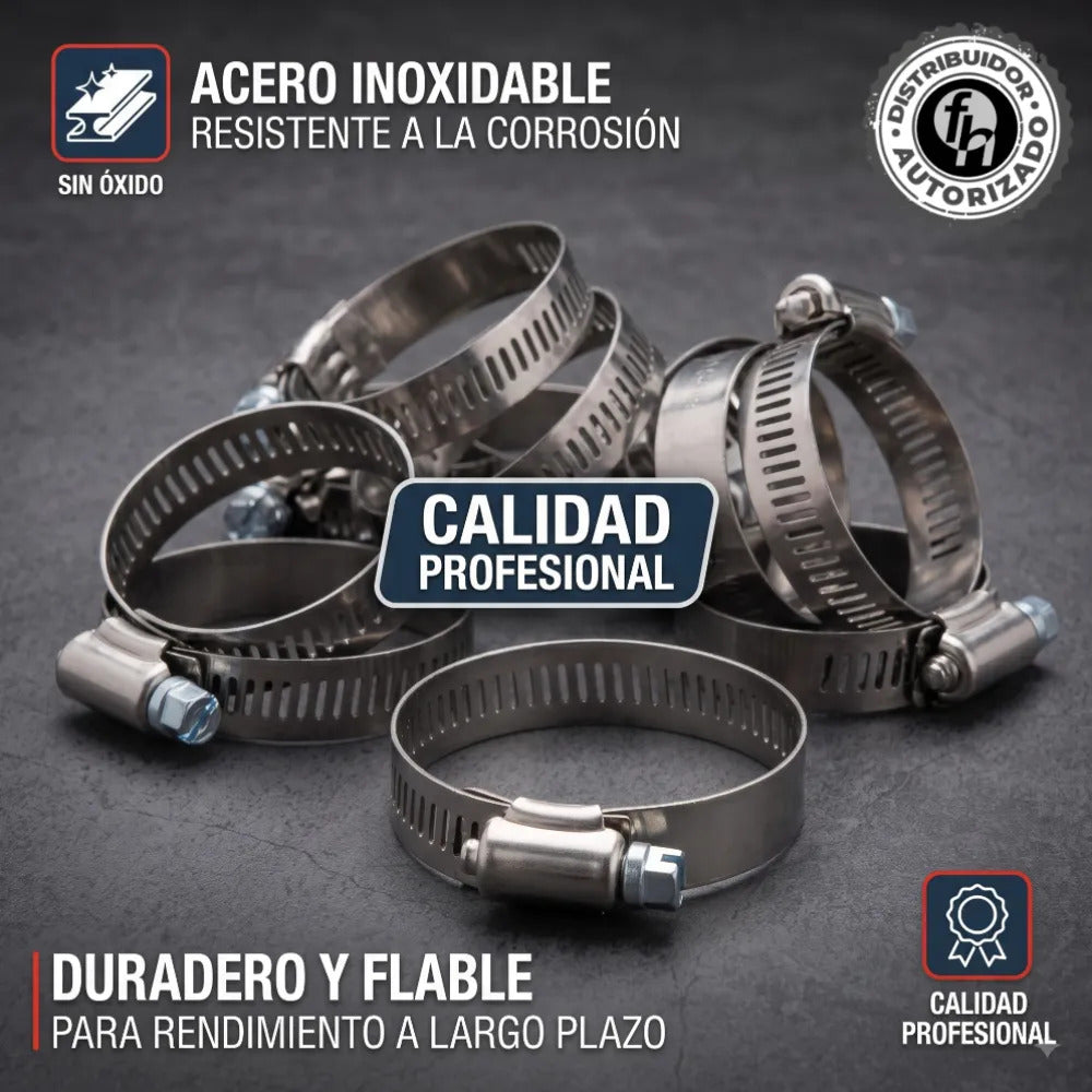 Abrazadera Reforzada Acero Inoxidable 78 - 102mm (5 piezas) Veker 12600