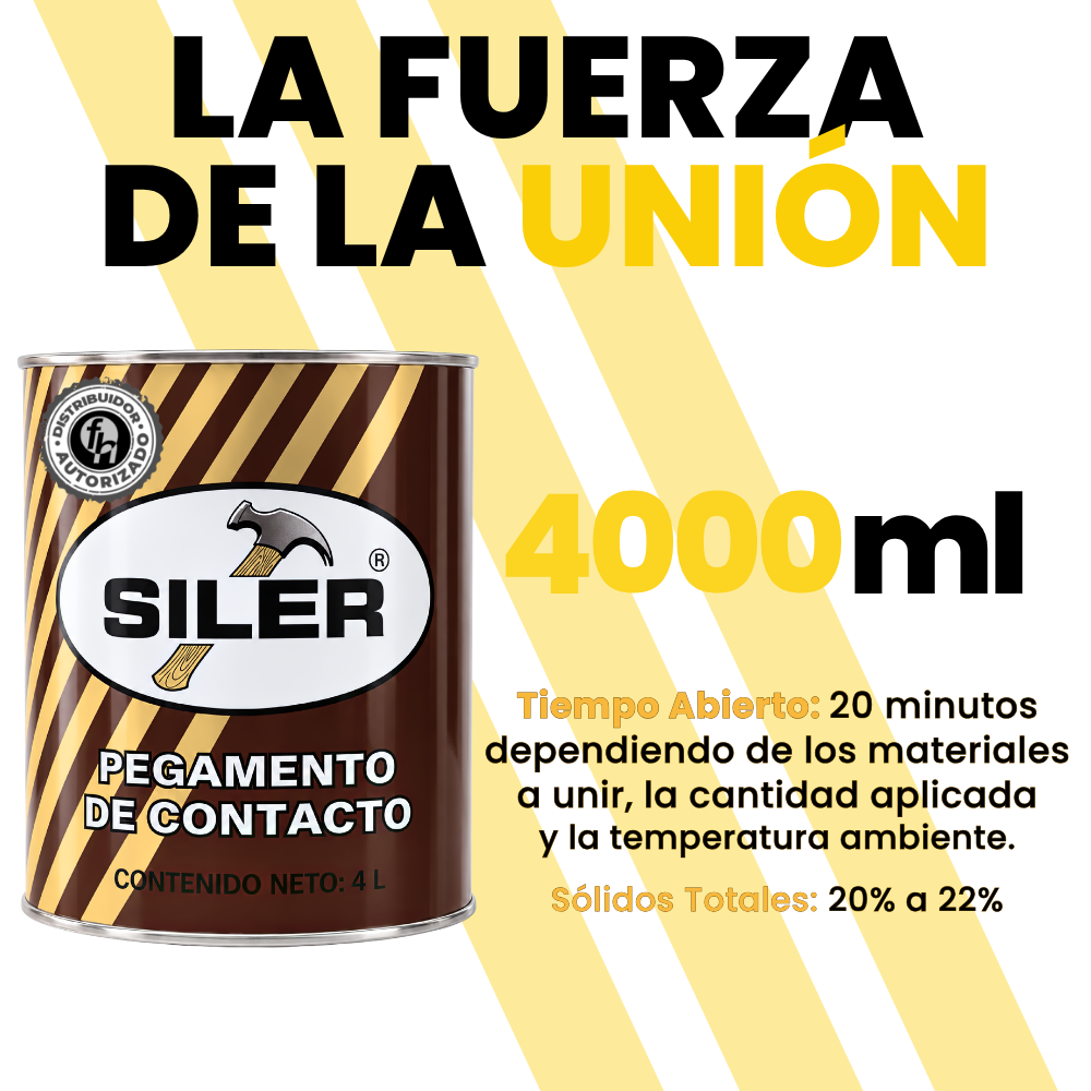 Pegamento Universal De Contacto Amarillo Siler Línea Dorada 4 Litros