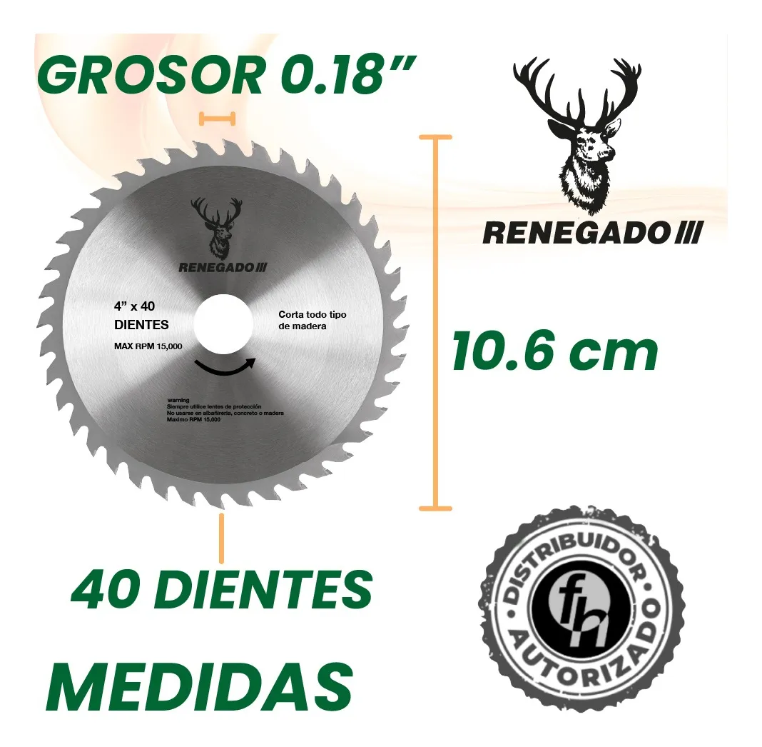 Disco Sierra Madera 4'' Renegado 40 Dientes 1 Pieza
