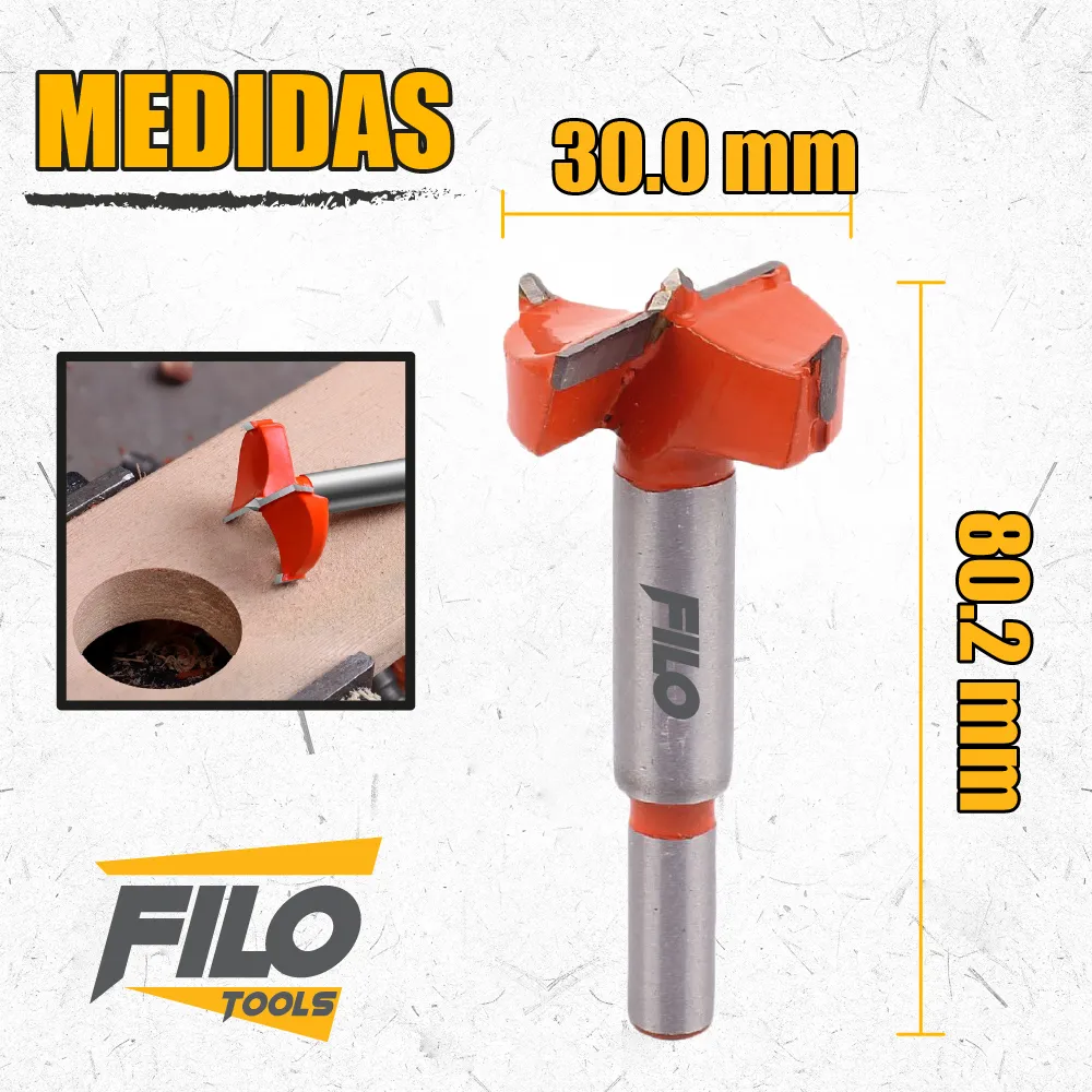 Broca Tipo Forstner Para Madera 30 mm Carburo De Tungsteno
