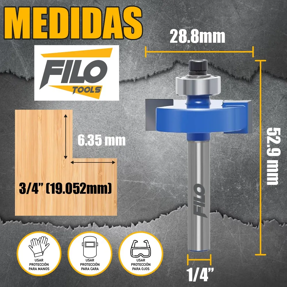Broca Para Router Altura 6.35 mm Rebajadora de Madera Corte T 1 Pieza