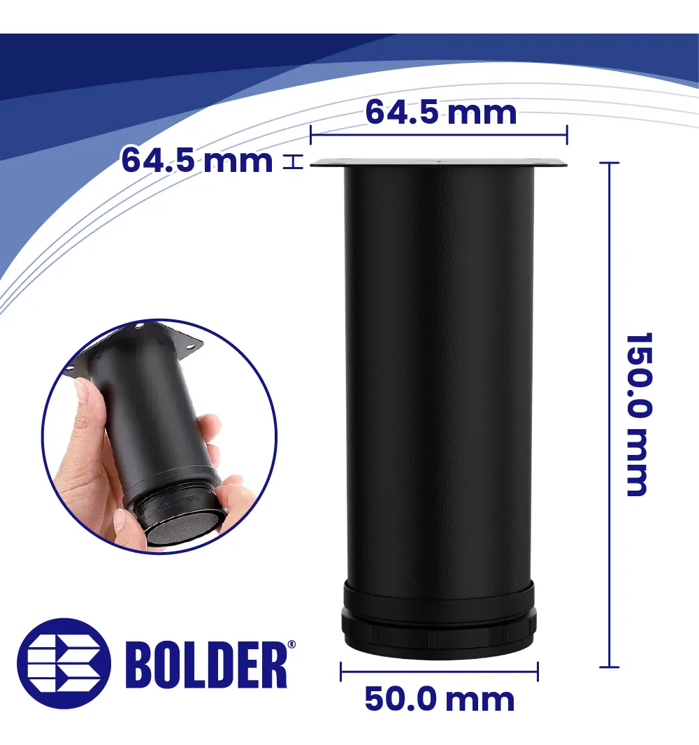Patas Para Sofá Altura Ajustable 150-160 mm Con Tornillos 4 Piezas Negro Mate