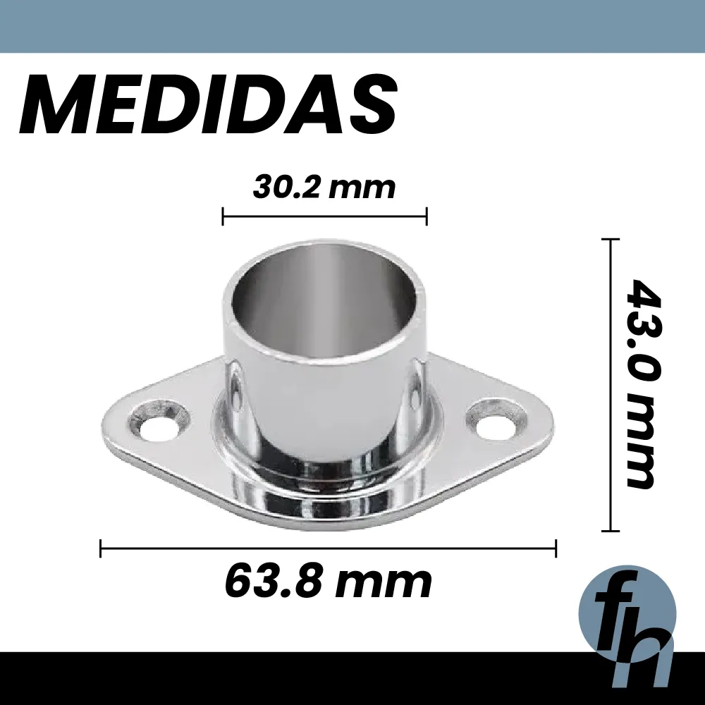 Brida Cocol Para Tubo Redondo 1'' Cerrada Acabado Niquelado 2 Piezas