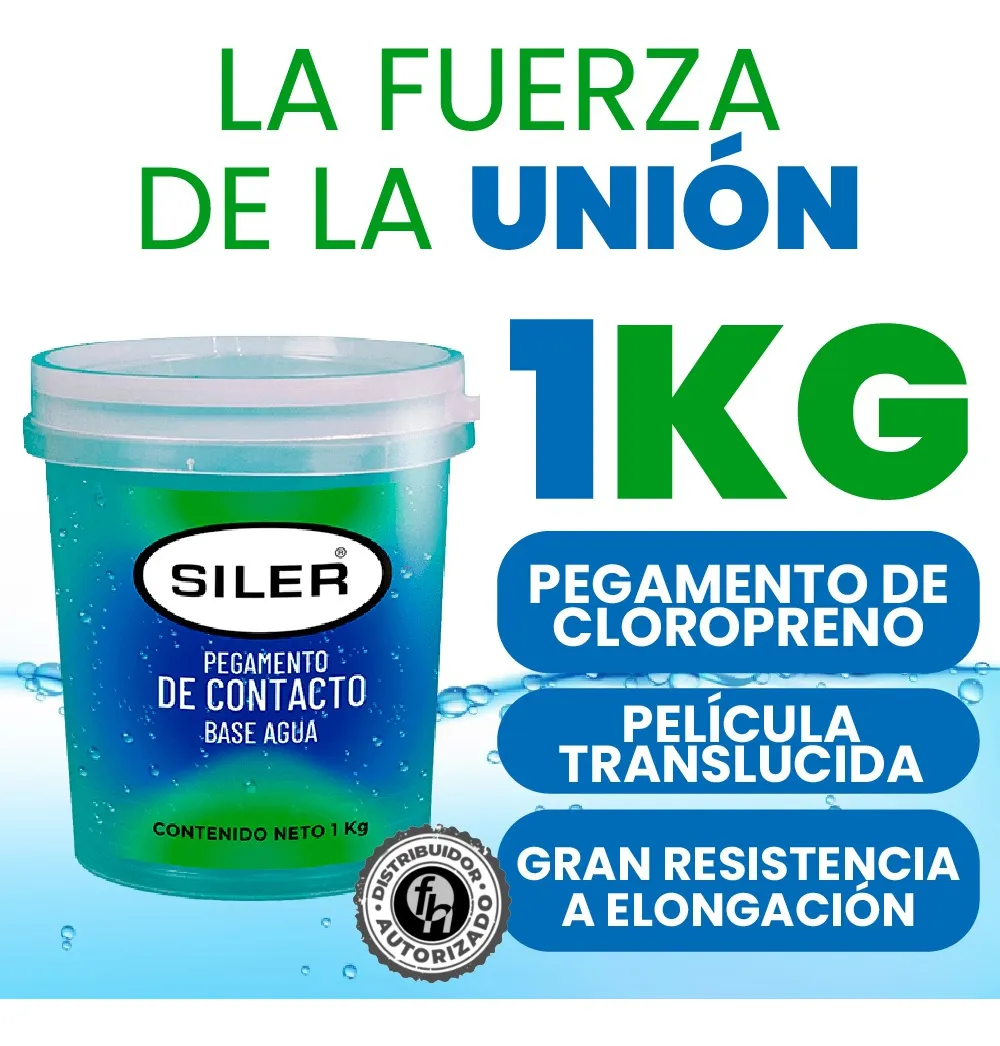 Pegamento De Contacto Base Agua Siler 1 Litro Azul Verdoso