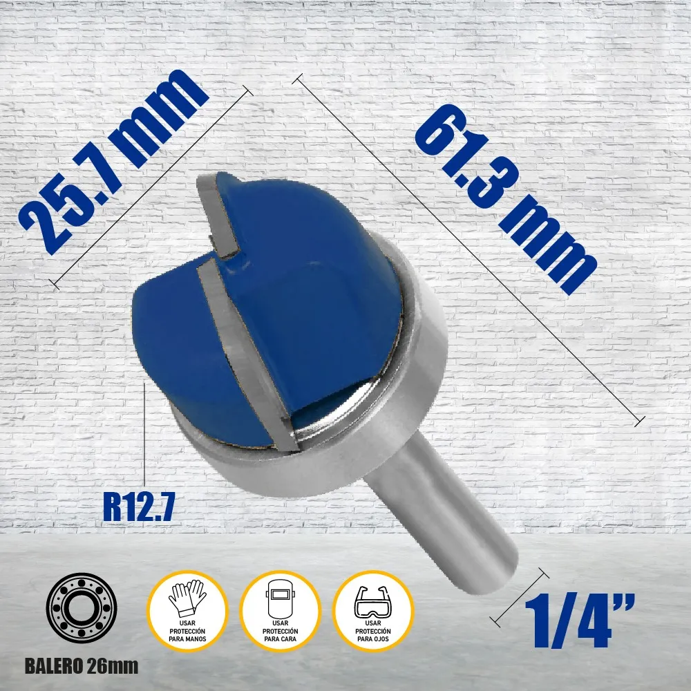 Broca Para Router 1'' Rebajadora de Madera Media Caña 1 Pieza