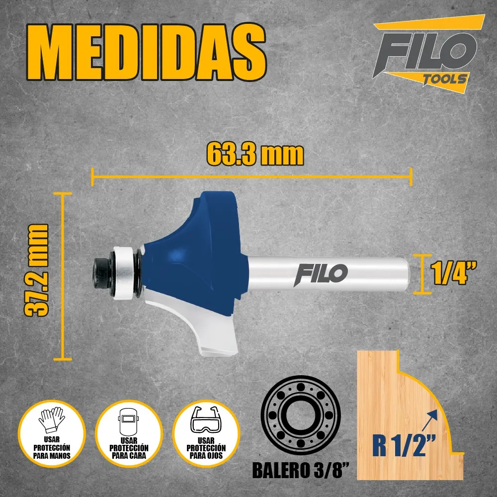 Broca Para Router 1 1/2'' Rebajadora de Madera con Moldura 1 Pieza
