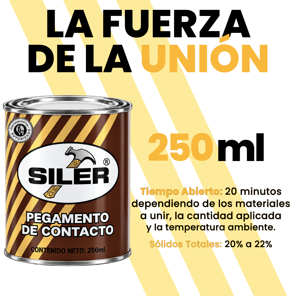 Pegamento Universal De Contacto Amarillo Siler Línea Dorada 250 ml