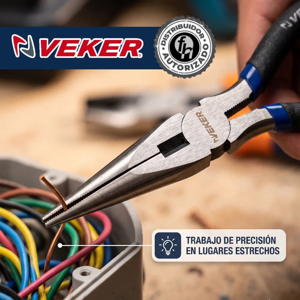 Pinza Punta Y Corte Multiusos Mango Aislado 7'' Veker 12671 Alicate De Punta