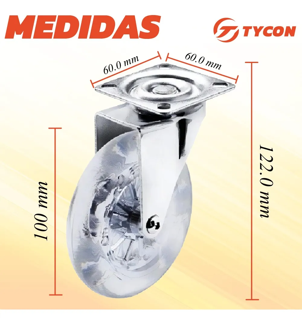 Rodaja Rueda Transparente 100 mm Con Placa Sin Freno 1 Pieza