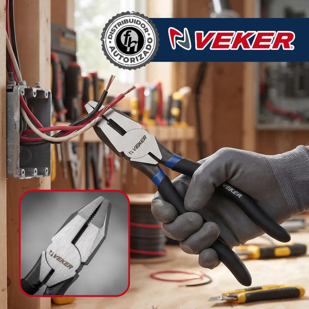 Pinza Profesional Electricista 9" Pulgadas Uso Rudo Veker 12678 Alicate