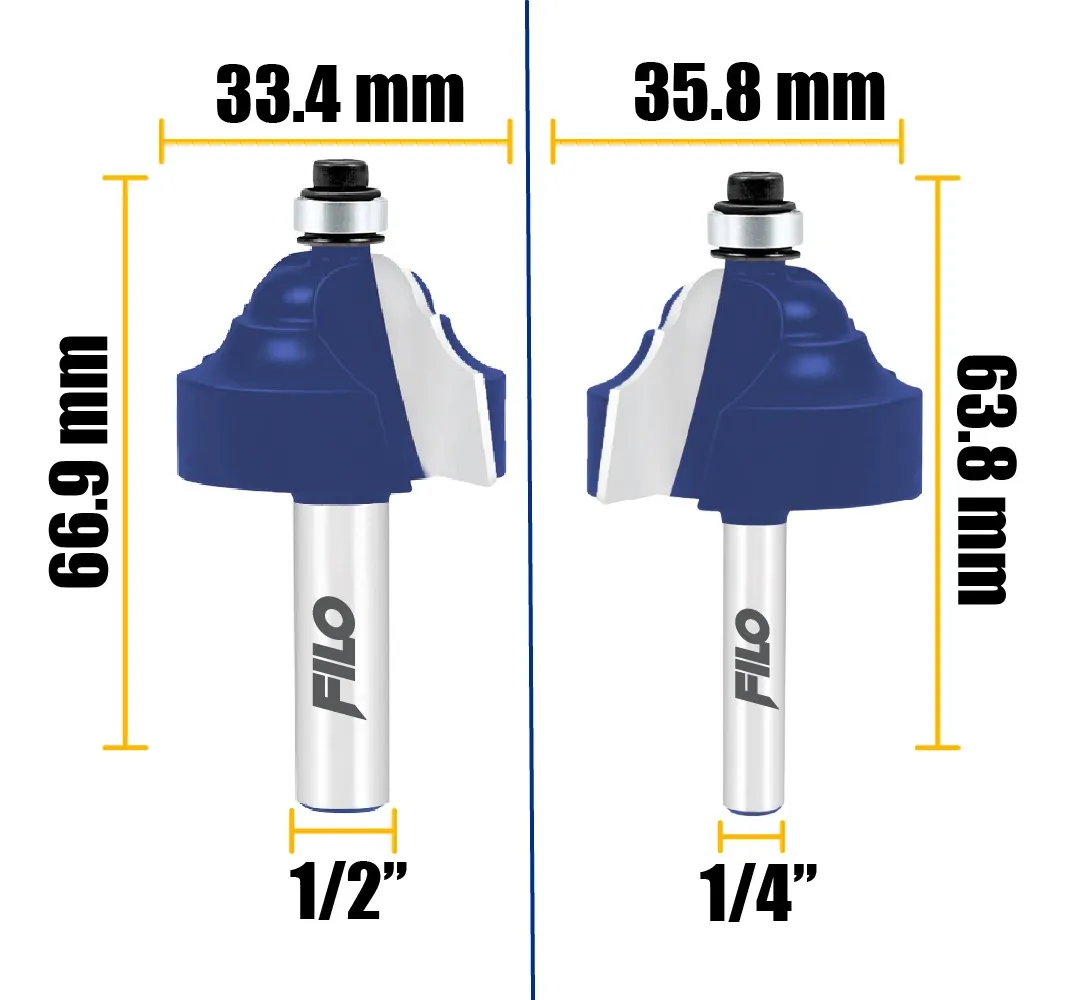 Set 2 Piezas Broca Para Router Rebajadora de Madera Romana Doble