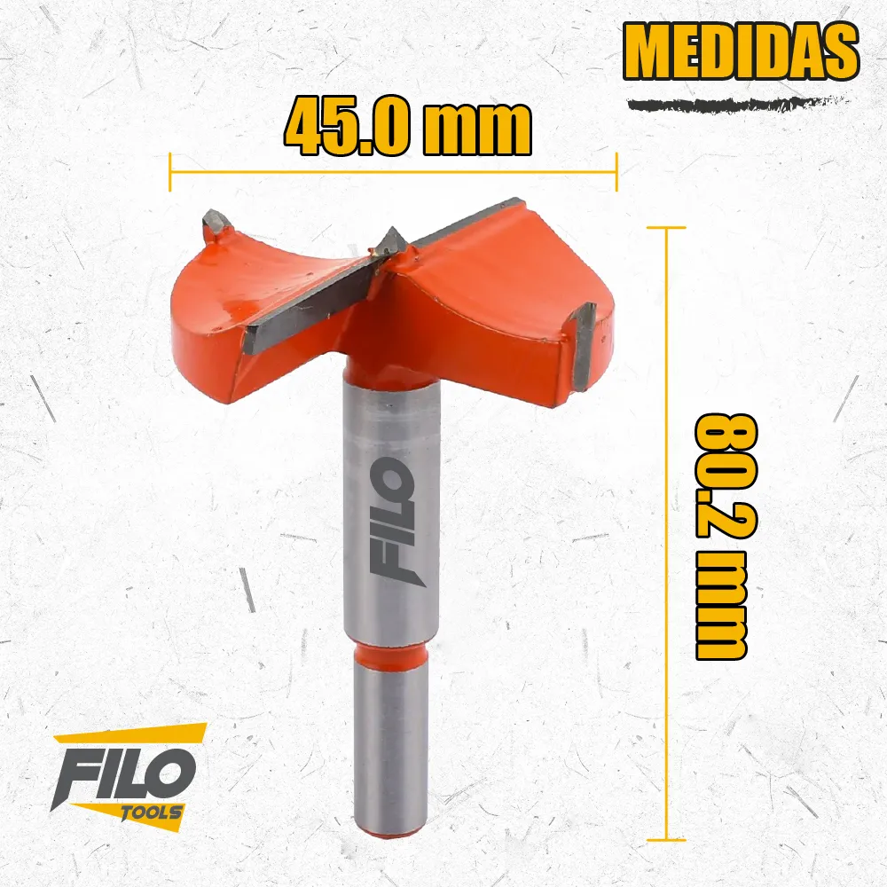 Broca Tipo Forstner Para Madera 45 mm Carburo De Tungsteno