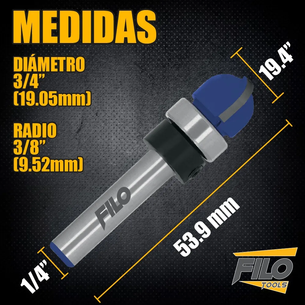 Broca Para Router 3/4'' Rebajadora de Madera Media Caña 1 Pieza