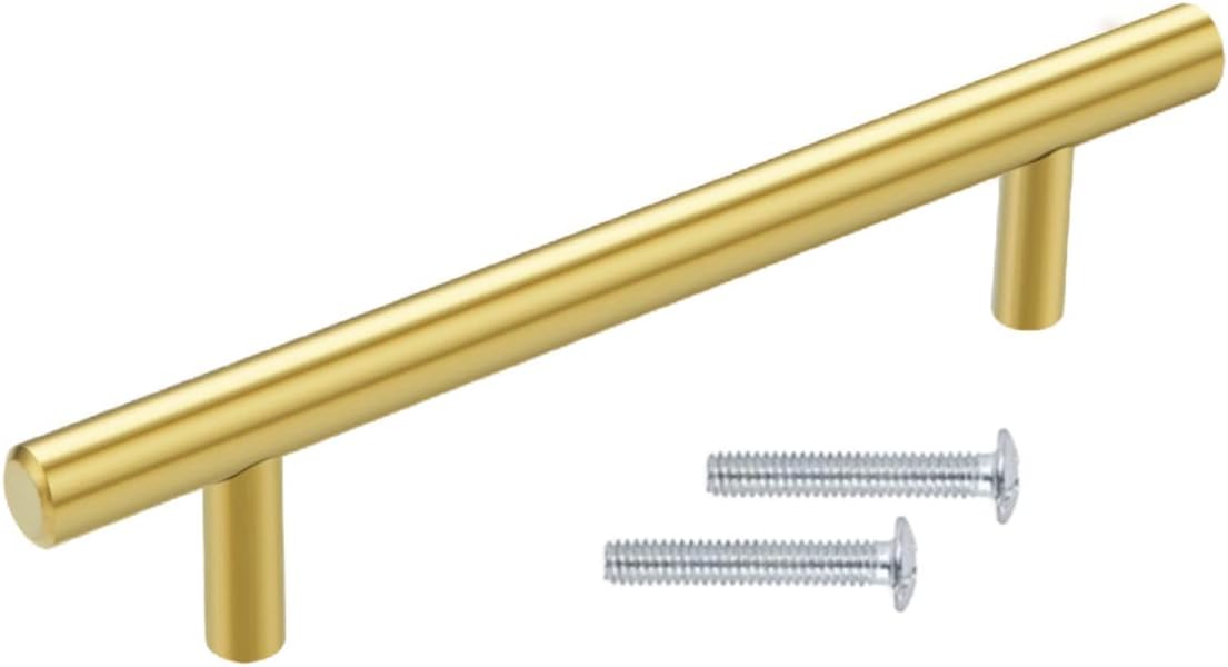 Jaladera Manija De Barra Hueca 18.8 cm Latón Brillante Con Tornillos